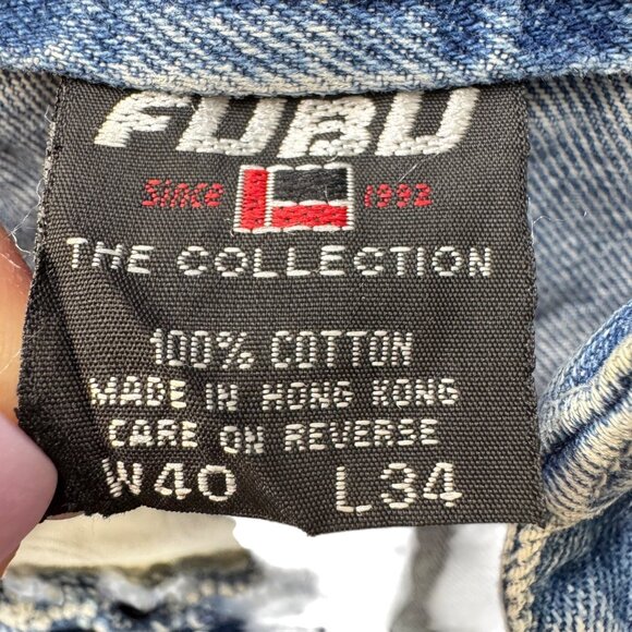 FUBU Light Wash Relaxed 90’s VTG Baggy Y2K Fit Denim Jeans Mens Size 40" X 34"‎ - Picture 7 of 14